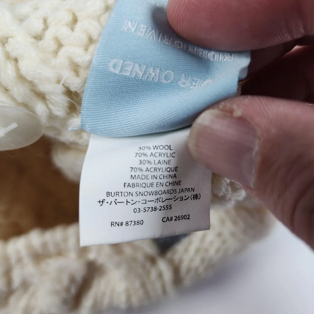 Burton Brimmed Beanie Womens One Size White‎ Rock Salt Knit Snowboarding Wool